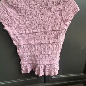 We The Free Pink Smocked Ruffled Crop Top